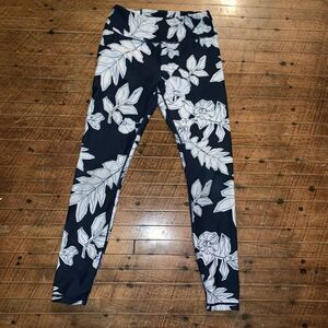 All Fenix Arlo blue & white tropical flower S Athleisure leggings